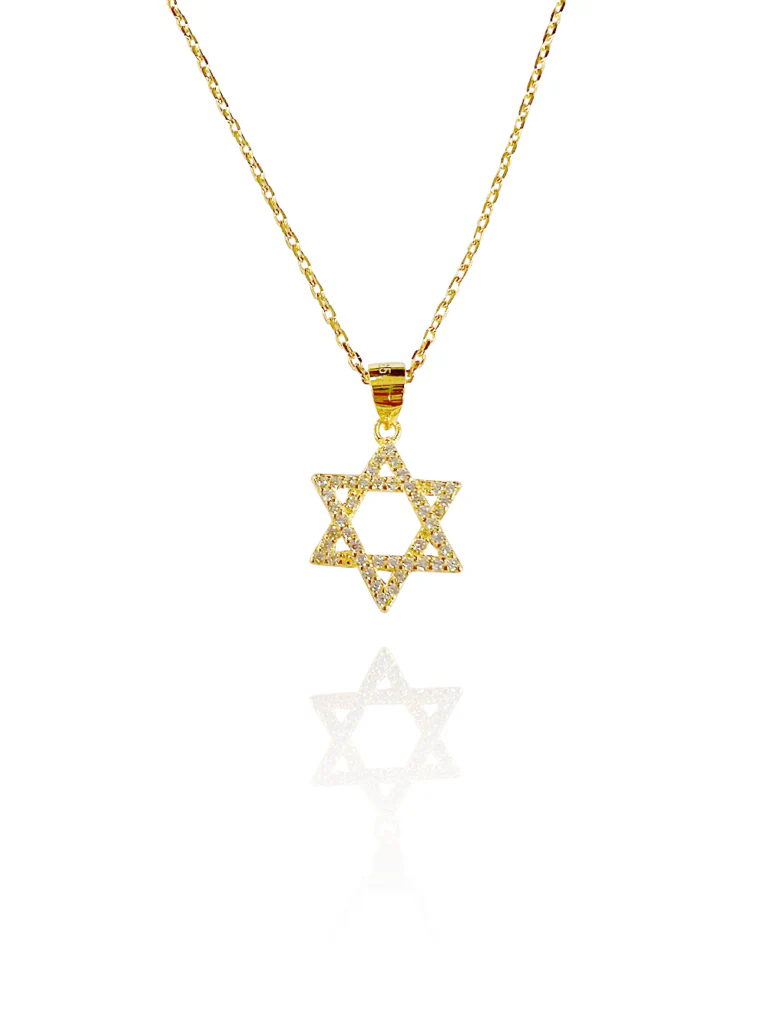 שרשרת מגן דוד משובץ מכסף אמיתי 925 - Image 3